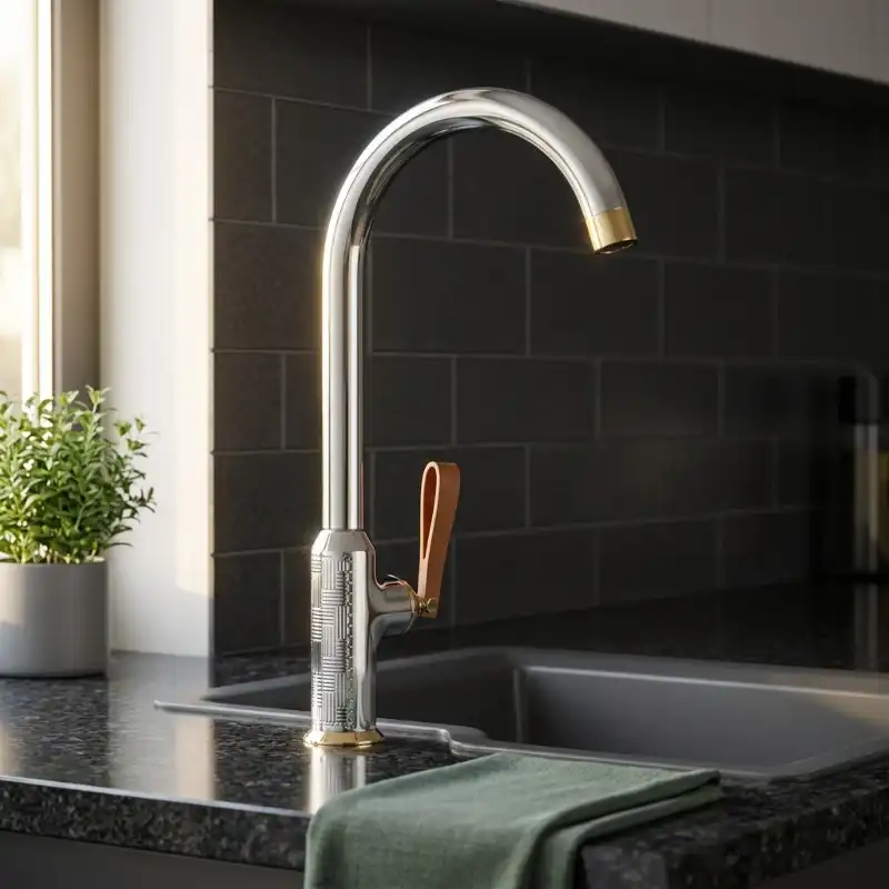Grifo de cocina de latón de arco alto de lujo