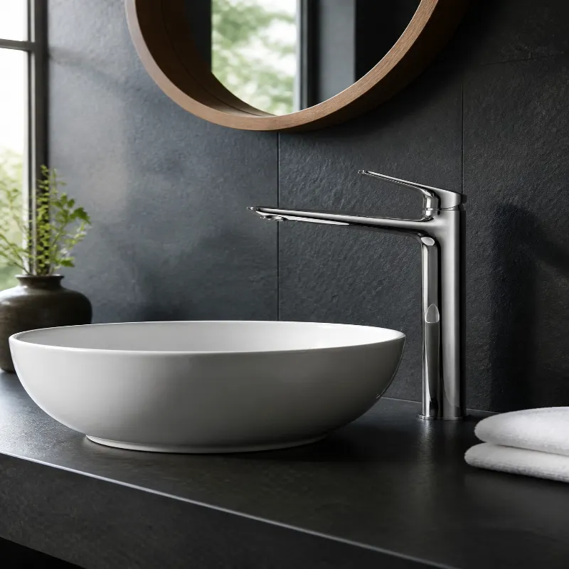 Grifo de lavabo alto de cromo pulido de primera calidad