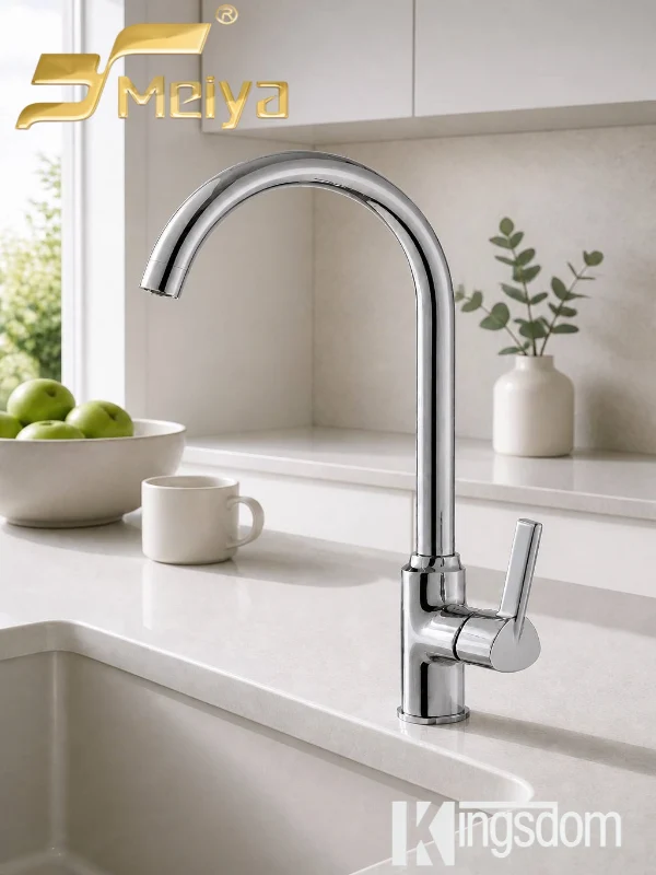 Elegante grifo de cocina con cuello de cisne de arco alto
