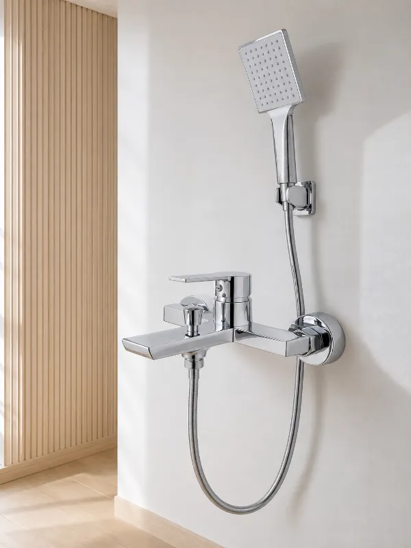 Grifo de bañera de pared de latón macizo con ducha de mano